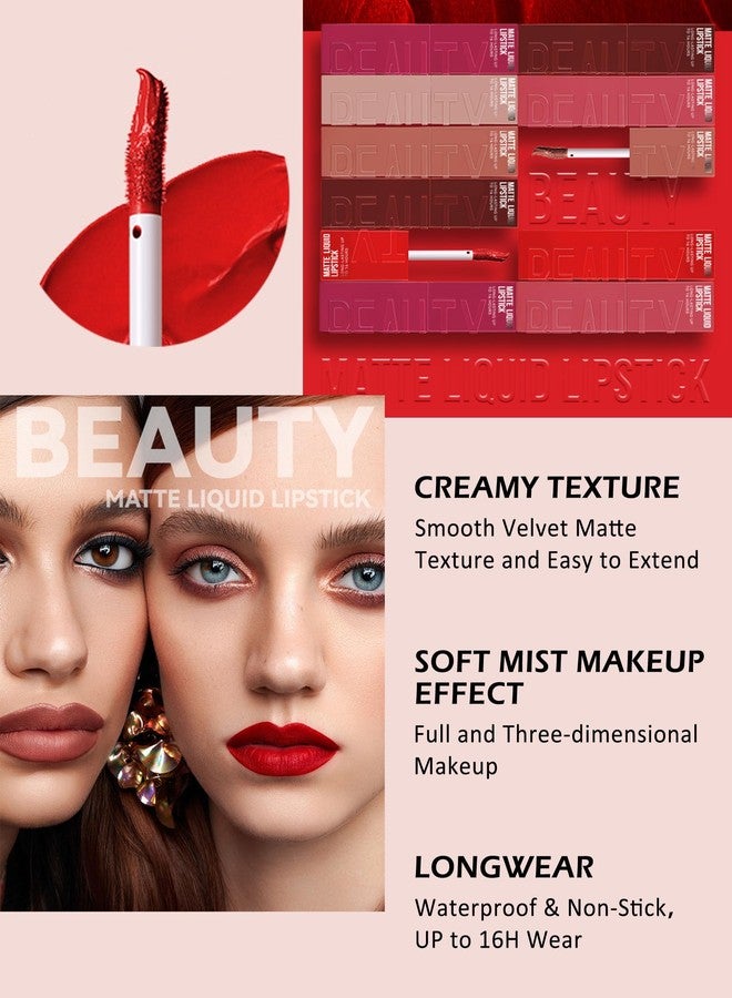LYSdefeu Matte Liquid Lipstick for Women, 1Pcs Highly Pigmented Color Lip Stain Tint, Super Velvet Matte Lip Gloss, Up to 16H Wear, Long Lasting Waterproof Smudge-proof, Non-Stick Cup Lip Makeup-01# Nude Pink - Image 3